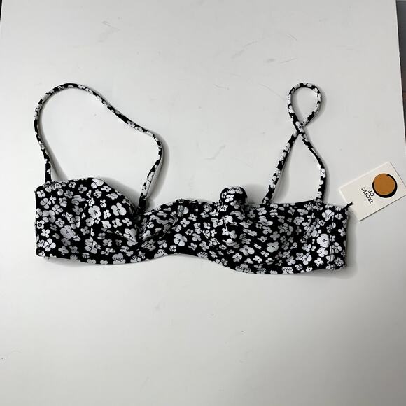 Tropic of C Coco Bikini Top Flora Floral Womens New Large Black White - Picture 3 of 13